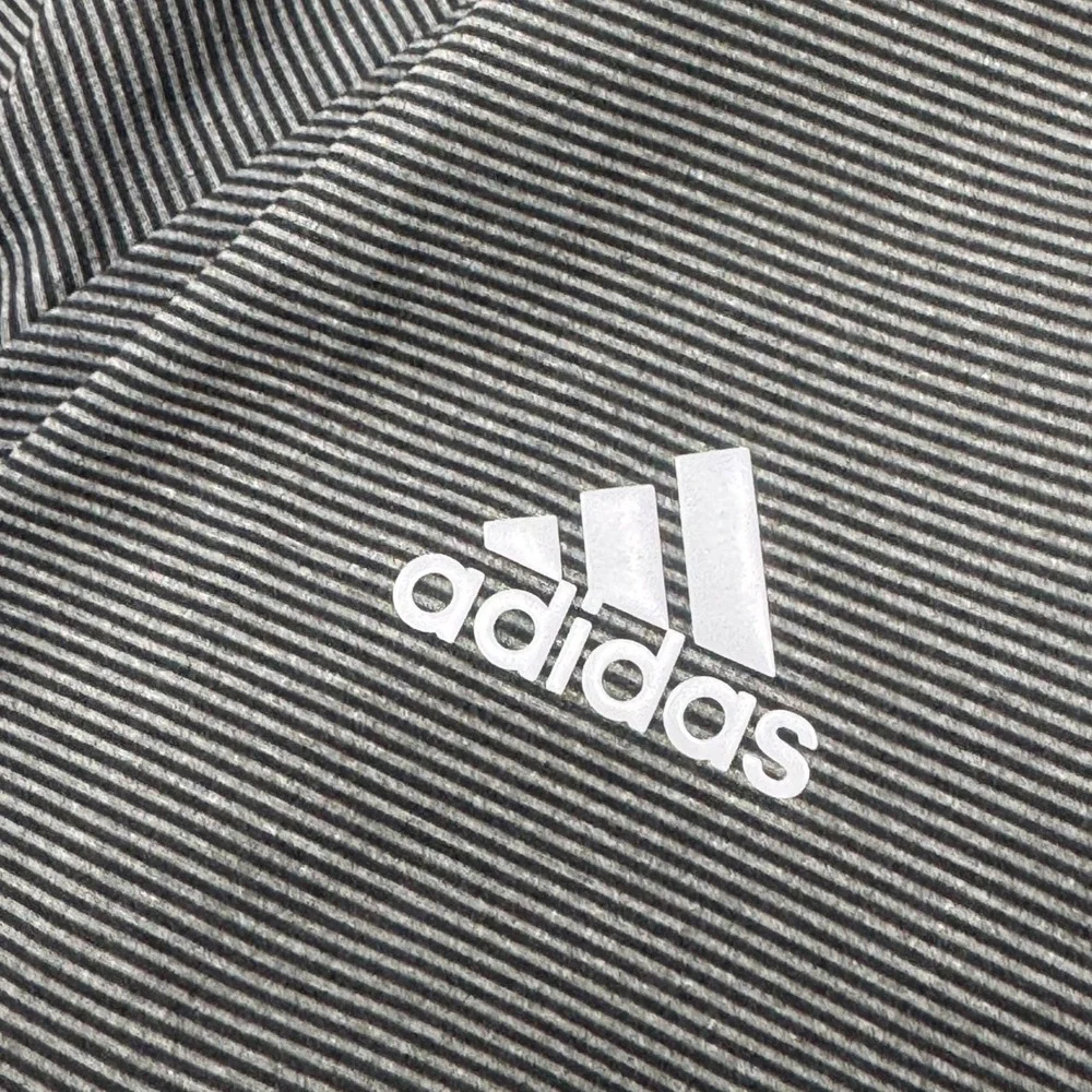 Adidas Club Wind‎ Golf Jacket Large Gray Stripe Quarter Zip Pullover Windbreaker